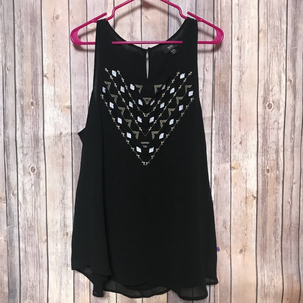 Wassio XXL Black Beaded Tank Boho Spring